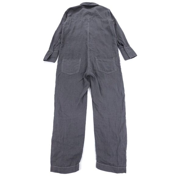 NEW Seaside Tones 100% Linen Boilersuit Coverall Jumpsuit Minimal Workwear Gray - Picture 6 of 9